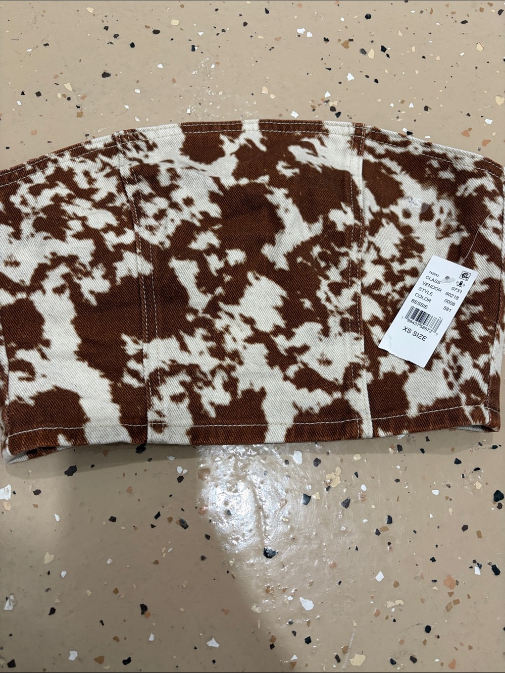 PacSun Brown and Cream Cowprint Strapless Crop Top
